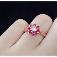 ราคา แหวนดอกไม้เศษนาคแท้ทับทิมชมพู (47859072062)