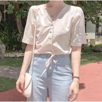 ราคา เสื้อคอวีเอวลอย ผูกเอว (8029652595)