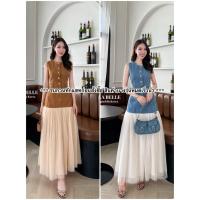 ราคา LA LA BELLE:แม็กซี่เดรสรุ่นนี้สวยมากๆๆช่วงบนเป็นยีนส์ฟอกกระดุมหน้ายาวเอวเข้ารูปคอกลมแขนกุดมีกระเป๋ากระโปรง (18744930099)