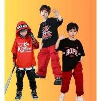 ราคา ชุดเต้น ชุดฮิปฮอป เสื้อสีแดง+กางเกงวอร์มสีขาว/ดำ อักษรจีน+ที่คาดหัว (23412683700)