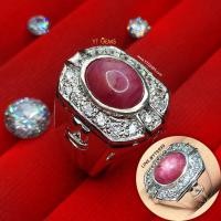 ราคา แหวนทับทิมสตาร์ ล้อมเพชร แหวนเงินแท้ ชุบทองคำขาว พลอยทับทิมแท้ ทับทิมกินบ่เซี่ยง YTG-11285 (11926610489)