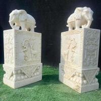 ราคา หยกขาวช้างประตู พิเออร์ ลานหินแกะสลักโบราณเก่าประตู ท่าเรือ หินลานประตูคู่หินแกะสลักช้างหินกลอง (44480092851)