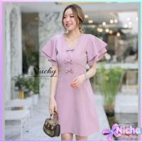 ราคา เดรส เดรสทำงาน เดรสออกงาน สีชมพูกะปิ ป้ายnuchy มือสอง (25767710777)