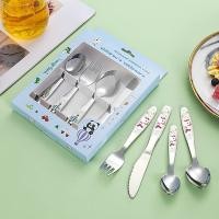 ราคา สแตนเลสเด็กชุดช้อนส้อมเด็กการ์ตูนช้อนส้อมอาหารตะวันตกมีดส้อม 4 ชิ้นชุดเด็กของขวัญ (46357608822)