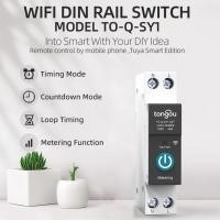 ราคา ✫TUYA With Metering WIFI Smart Circuit Breaker 63A Din Rail Remote Control Switch Smart Home Smart L (28205270699)