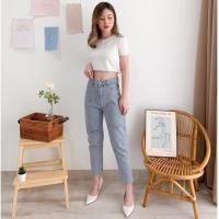 ราคา MICHI กางเกงยีนส์ทรงบอยเฟรนด์เอวสูง (14727718058)