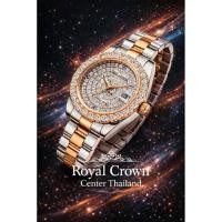 ราคา Royal Crown นาฬิกาข้อมือผู้หญิง สายสแตนเลสชุบทอง ประดับเพชร cz อย่างดี รุ่น 3662L- เพชรสวิสเต็มหน้าปัดสวยงาม สีทอง Gold (1184114311)