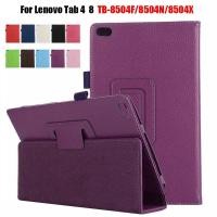 ราคา Caing Lenovo Tab 4 8 2017 TB-8504 กรณีพลิกลิ้นจี่ปกหนัง PU สําหรับ Lenovo Tab 4 8 TB-8504F TB-8504N 8504X แท็บเล็ต Folio กรณี (25437327343)