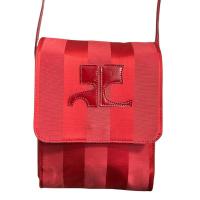 ราคา กระเป๋า Courreges Paris Vintage Red Logo Striped Nylon Leather Crossbody Bag แท้ (27067454418)