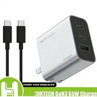 ราคา CUKTECH 65W GaN Charger AD653C USB-C Charger 2A1C พอร์ต Fast Charger สําหรับโทรศัพท์ PD Charger (48752968149)