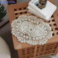 ราคา DABEIYA แผ่นรองจานโครเชต์, ทรงกลมสีเบจโครเชต์ดอยลี่, ผ้าฝ้ายโครเชต์แฮนด์เมด ดอยลี่ (53260356157)
