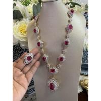 ราคา พร้อมส่ง ชุดเซทเครื่องประดับงานเพชรล้อม ฝังพลอยทับทิม เต็มเซท (จี้พร้อทสร้อยคอข้อมือต่างหู) (58159432915)