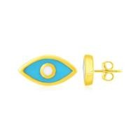 ราคา Nathalias NY ทองคำแท้14K ต่างหู Evil Eye เคลือบอีนาเมลสีน้ำเงิน | ไม่ชุบ ไม่ลอก ทองเค เสริมดวง สาย (49159728356)