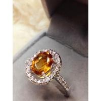 ราคา แหวนพลอยซิทรินแท้ 2 กะรัต ล้อมเพชรcz ตัวเรือนเงินแท้ (10987423998)
