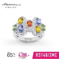 ราคา Memorine Jewelry แหวนเงินแท้ 925 ฝังแฟนซีแซฟไฟร์ : RS148/2MC (40829692074)