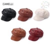 ราคา Camelli Newsboy Cap Casual หนัง PU แปดเหลี่ยมแฟชั่น Peaked Cap (26626630556)