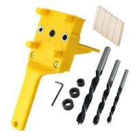ราคา Quick Wood Doweling Jig ABS Plastic Handheld Pocket Hole Jig System 6/8/10mm Drill Bit Hole Puncher (40626910613)