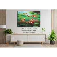 ราคา กรอบลอยรูปปลาคราฟ 9 ตัว ดอกบัว 60x89ซม ภาพมงคล ฮวงจุ้ย แต่งห้อง 9 Koi Fish Wall Art Frame (3324468564)