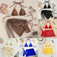 ราคา ชุดว่ายน้ำ bikini บิกินี่ 3 ชิ้น sexy ผูกคอ ตกแต่งด้วยเปลือกหอย ชุดว่ายน้ำแฟชั่น มีฟองน้ำ (42965151865)
