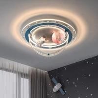 ราคา Children's Bedroom Eye Protection Ceiling Lamp Study Creative Flicker-Free Astronaut Planet Boy's Room Pendant Light (45555296098)