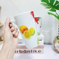 ราคา รุ่นหายาก! แก้วเซรามิคส์ เนื้อสโตนแวร์ เคลือบสี/ติดลายผลไม้ แก้วสก๊อต รังนกแท้ ทรงสูง ปากแก้วกว้าง จับถนัดมือ (20049944155)