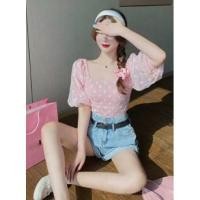 ราคา เสื้อเเขน ปาดไหล่ แขนพองเจ้าหญิงผ้ามุ้งเดซี่ (ดอกเดซี่) (9040326792)