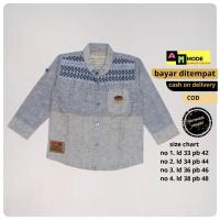 ราคา KEMEJA KATUN เสื้อเชิ้ตผ้าฝ้ายเด็กชาย koko kemko เสื้อผ้ามุสลิมพร้อมปัก songket แขนยาว สีฟ้า (24187807137)