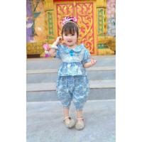 ราคา kwa ชุดไทยเด็ก สีฟ้า เสื้อ โจงกระเบน แถมกิ๊บ 1 คู่ (40366549645)