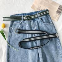 ราคา เข็มขัดผ้าใบจับคู่สี Unisex สไตล์เกาหลี trend ดีไซน์ Simple Double-Ring Buckle (42372325098)