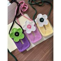 ราคา กระเป๋าใส่โทรศัพท์ - กระเป๋าใส่โทรศัพท์ลายดอกไม้ - กระเป๋าไหมพรมแฮนด์เมด - ลม_โครเชต์ (50257246203)