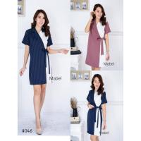 ราคา เดรสทำงาน เดรสสูทไขว้ลายทางทูโทน (2520785862)