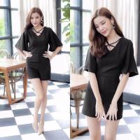 ราคา จั้มสูท ขาสั้น สีดำ สีชมพู สวย แต่งอกไขว้น่ารักๆ พร้อมส่ง เสื้อผ้าแฟชั่น พร้อมส่ง (26190563971)