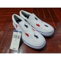 ราคา แท้100% Polo Ralph Lauren Keaton Slip On สี White/Navy/Red (23631909323)