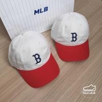 ราคา ของแท้ % MLB Basic Color Block Unstructured Ball Cap หมวกสีขาว ปีกสีแดง B ❤ (40152090123)