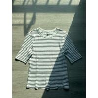 ราคา เสื้อยืดคอกลม ผ้าร่อง Uniqlo แขน 1/2 ลายขวาง สีขาว เส้นดำเทา ไซส์ S (43078441109)