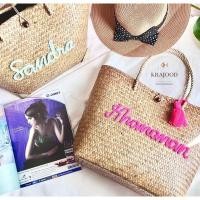 ราคา กระเป๋ากระจูดปักชื่อแฮนด์เมด กระเป๋าสาน (18651484698)