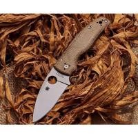 ราคา Spyderco Shaman Folding Knife 3.58" S90V Satin Plain Blade, Burlap Micarta Handles (41270768324)