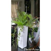 ราคา แจกันพลาสติกสี่เหลี่ยมทรงกระบอกสูงสีขาว⚘ (4753892297)