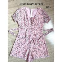 ราคา จั๊มสูทขาสั้น ลายดอกไม้เล็กๆน่ารัก size M (13227285958)