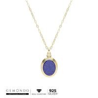 ราคา Gemondo สร้อยพร้อมจี้ล็อกเก็ตเงินแท้ 925 ชุบทอง 18K ประดับลาพิส ลาซูลี (Lapis Lazuli) ดีไซน์ทรงวงรี (44959295613)
