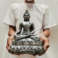 ราคา พระเชียงแสน 5 นิ้ว สูง 8 นิ้ว สีเงินเก่า พิมพ์พระสามสมัย เนื้อเรซิ่นเกรดA (28884032689)