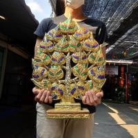 ราคา ต้นโพธิ์ โพธิ์เงิน โพธิ์ทอง ใบโพธิ์ ไม้แกะสลักปิดทองเปลว ประดับกระจก ตกแต่ง ทำพุ่มกฐิน ขนาด 5x16x23.5นิ้ว (13705507718)