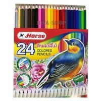 ราคา ดินสอสีไม้ ตราม้า 24 สี แท่งยาว พร้อมกบเหลา Horse Colored pencils (2852199412)