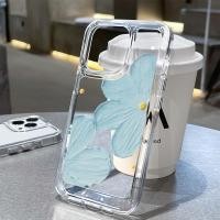 ราคา สําหรับiphone 6 6s 7 8 Plus X XS Max SE 11 12 13 14 15 Pro Max Plus Seriesปกหลังดอกไม้สีฟ้าโปร่งใสอะคริลิคTPUเคสโทรศัพท์Funda (12398632865)