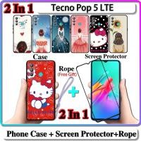 ราคา 2 IN 1 เคส Tecno Pop 5 LTE พร้อมกระจกนิรภัยกันรอยหน้าจอโค้ง เซรามิค สําหรับเด็กผู้หญิง และคิตตี้ (17830008909)