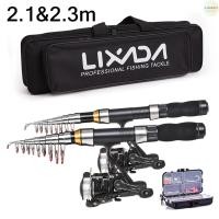 ราคา Lixada รอกตกปลา Combo ชุดเต็มพร้อม 2.1 ม. 2.3 ม. คันเบ็ดแบบยืดไสลด์ 2 ชิ้นชุดรอกสปินนิ่งพร้อมตะขอเหยื่ออ่อนบาร์เรลหมุนถุงเก็บ (43602553119)