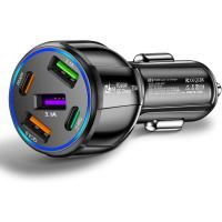 ราคา 75W USB C Car Charger 5-Port Car Charger Adapter, PD & QC3.0 Fast Charging ไฟแช็ก USB Charger สําหรับ iPhone/Android/Samsung Galaxy S10 S9 Plus (สีดํา) (57307753671)