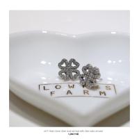 ราคา VANAN 925 Heart clover silver stud earrings with clear cubic zirconia (6660367386)