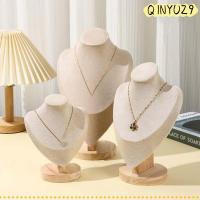 ราคา QINYUZ9QX ชั้นวางสร้อยคอ, ชั้นวางเครื่องประดับแสดงไม้, สร้อยคออุปกรณ์ประกอบฉากแสดงคอหนังนิ่มคุณภาพสูง (43330273859)