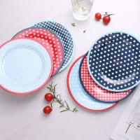 ราคา Camping เกาหลีเมลามีน polka dot ins สาวนุ่มจานชามชุดถ้วยสีตัดกันลายสก๊อตชามผลไม้สลัดชามขนมหวาน (27457554486)